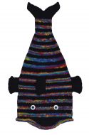 Pure Wool Hand knit - short tailed fish - Black/rainbow stripe
