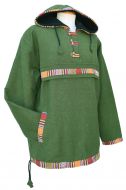 Gheri Edged Hooded Cotton Pullon - Green