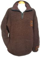 Hand knit - patch pullon - chocolate
