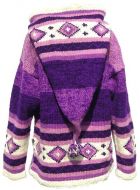 Hand knit - pixie hooded jacket - Purples
