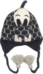 Pure Wool hand knit ear flap hat - turtle - Greys