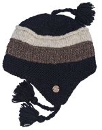 Snowboarder earflap - pure wool - hand knitted - fleece lining -  natural