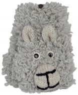 Hand knit pure wool - sheepy wristwarmer - grey
