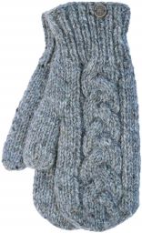 Fleece lined mittens - Cable - Grey heather