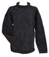 Pure new wool - hand knit jumper - Charcoal