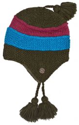 Snowboarder earflap - pure wool - hand knitted - fleece lining - assorted colours