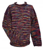 pure new wool - hand knit jumper - electric - Grape