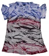 ***SALE*** - Tie dye short sleeved - open shoulder top - pink / purple