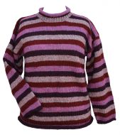 Handmade Pure Wool - stripe jumper - Heather