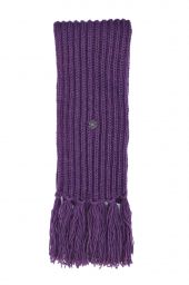 Long hand knit - fringed scarf - grape