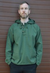 Hooded overshirt  - Toggle fastening - Green