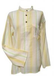Fine White Striped Shirt - Yellow