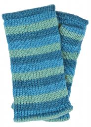 Children's Fleece lined - stripes wristwarmers - aqua