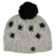 pure wool - diamond cable bobble hat - Greys/Black