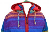 Pure wool -  reverse electric hooded jacket - rainbow