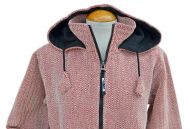 Herringbone - cotton hooded jacket - red/natural