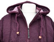 Fleece lined - detachable hood - cable jacket - Aubergine