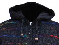 hooded jacket - soft wool and recycled silk - Charcoal