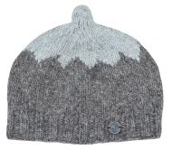 Hand knit pure wool - top notch beanie - marl brown/grey