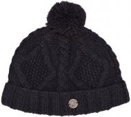 Pure Wool Celtic bobble hat - turn up - conker