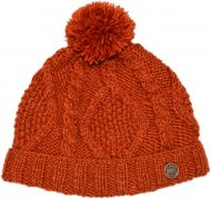 Pure Wool Celtic bobble hat - turn up - apricot