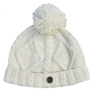 Pure Wool Celtic bobble hat - turn up - white