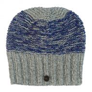 Pure Wool Hand knit - two tone moss - baggy beanie - mid grey/blue heather