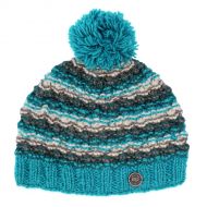 Blackberry bobble hat - hand knitted - pure wool - blue mix