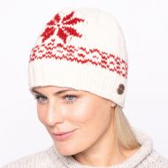 Pure wool - retro style - single snowflake - white with red