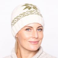 Pure wool - retro style - single snowflake - white with mid green