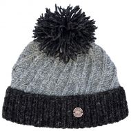 Pure Wool Hand knit - altitude turn up bobble hat - charcoal/mid grey