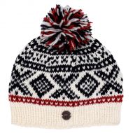 Pure wool - Scandi Bobble Hat - White/Red/Black