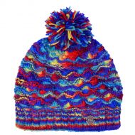 Pure wool - Shell Bobble Hat - Rainbow colours