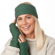 Pure Wool Fleece lined - Diagonal Chain Headband - Shale Green