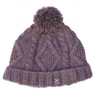 Pure Wool Celtic bobble hat - turn up - shadow