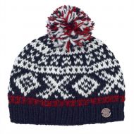 Pure wool - Scandi Bobble Hat - Black/White/Red