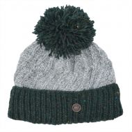 Pure Wool Hand knit - altitude turn up bobble hat - pine heather/mid grey