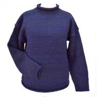hand knit jumper - two tone - Blue Smoke