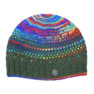 Pure Wool Hand knit - solar tick beanie - forest green