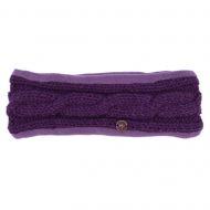Pure Wool Fleece lined headband - cable - Grape
