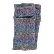 Fleece lined wristwarmer - Zip Pocket Rainbow Tick - Mid grey