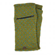 Fleece lined wristwarmer - Zip Pocket Tick - Leaf Green