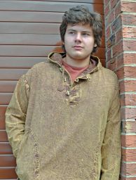 Stonewashed overshirt with toggles - Brown