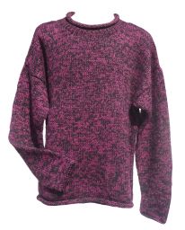 hand knit jumper -  two tone - Blackberry