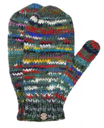 Fleece lined mittens - Electric - Greens