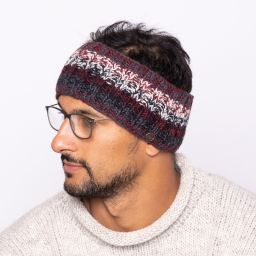 Pure Wool Fleece Lined - Headband - Natural Electric - Brick