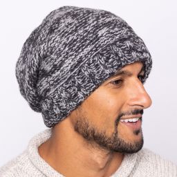 Pure wool - turn up - two tone slouch hat - mid grey/charcoal