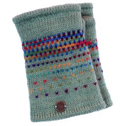 Hand knit - solar tick handwarmers - silk grey/rainbow