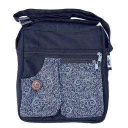 Medium bag - Double pocket - print fabric - black