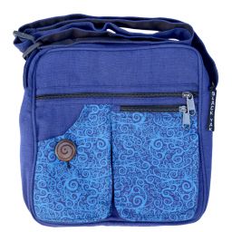 Medium bag - Double pocket - print fabric - blue